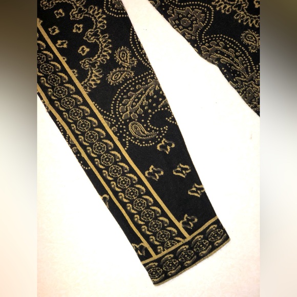 Free People Black and Gold Paisley Sweater Knit Leggings - S - Picture 10 of 15